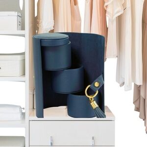 Joy First Class Luxury Leather Hard Sided Jewelry Case- Black Onyx